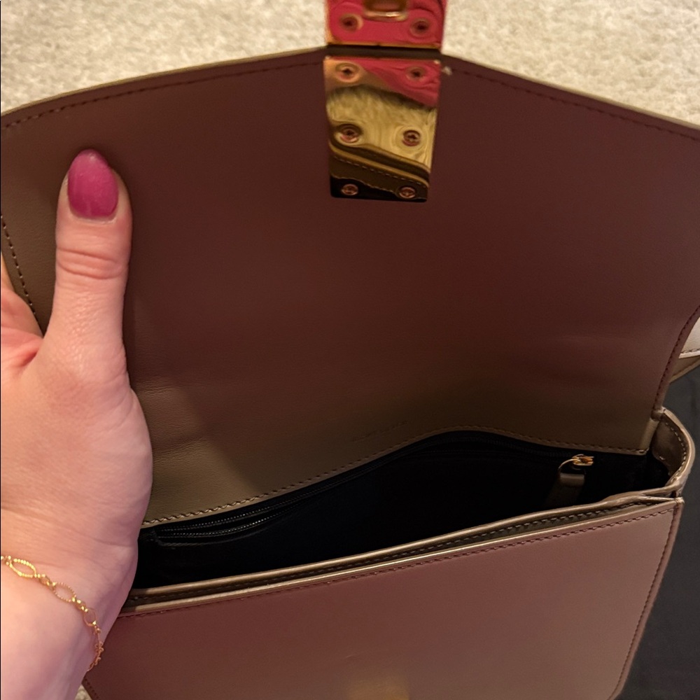 DeMellier Taupe Leather Crossbody with Gold Hardware - Picture 3 of 6